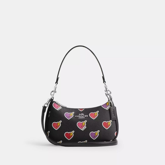Authentic Teri Shoulder Bag With Heart Bolt Print - Picture 1 of 4